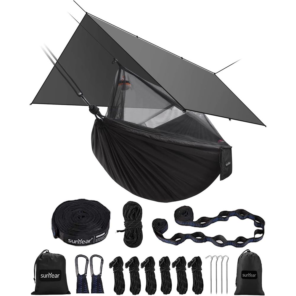Hammock Rain Tarp - Double Camping Hammock with Rain-Resistant Tarp
