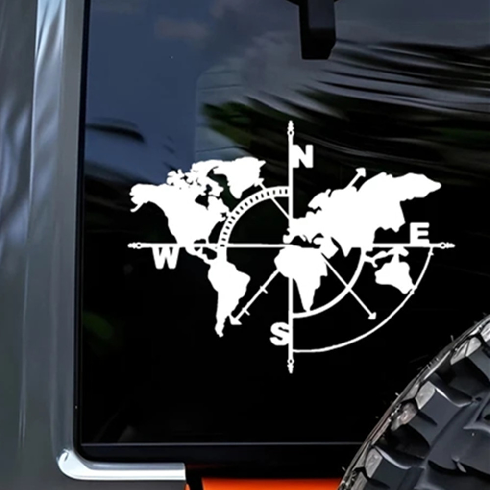 Compass World Map Vinyl Decal, – Outdoor Adventure Rv Bewertung und Preis